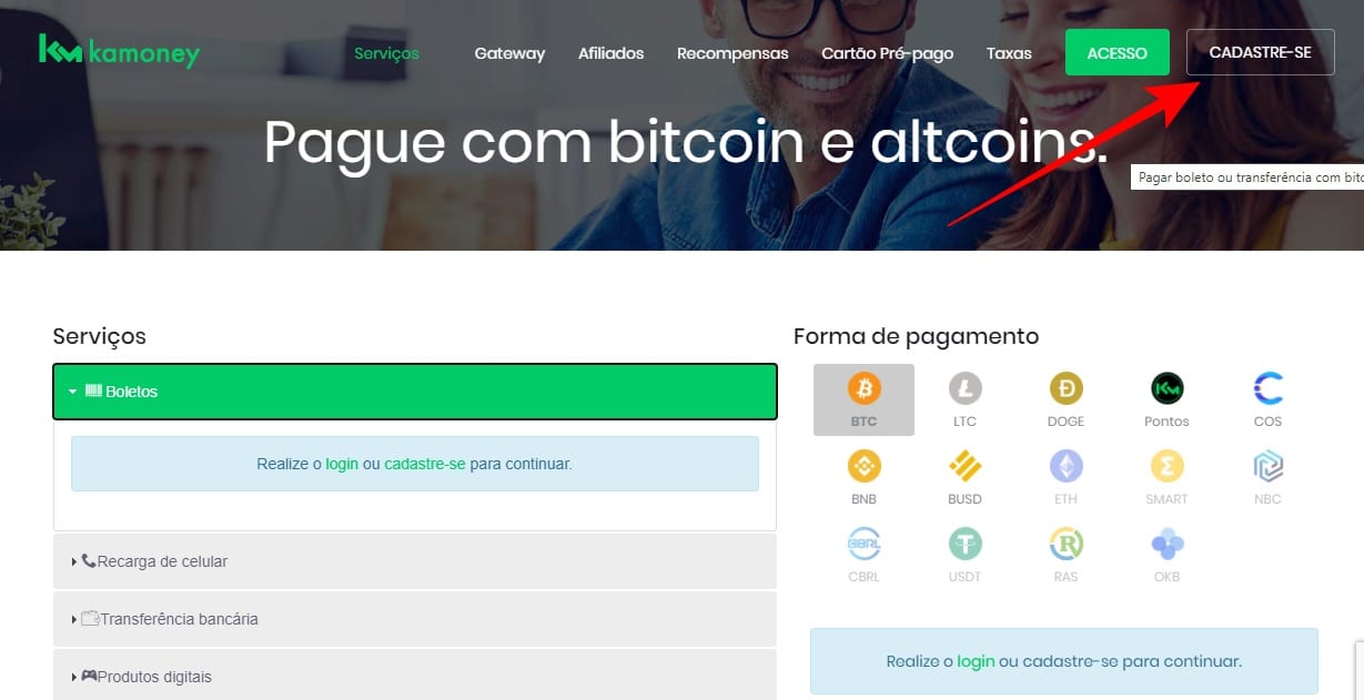 Transformar Bitcoin em dinheiro no PayPal usando o Kamoney